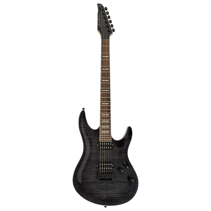 Sire Y5 Transparent Black - Guitarra Eléctrica | Cuerpo • Modelo: Sire Modern Rock Shape • Madera: Alder• Top: Flame Veneer• Terminación: Transparent Blue, Gloss Brazo • Madera: Hard Maple (Reverse Head Shape)• Perfil: C-Shape• Terminación: Gloss • Escala