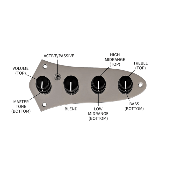 TrickFish J-Core Jazz Plate Preamp 4-Band with knobs - Preamplificador Interno para Bajo | El preamplificador J-Core lleva nuestro aclamado Flexcore Onboard Bass Preamp al siguiente nivel —ahora en un diseño práctico tipo drop-in para Jazz Bass. Sin modif