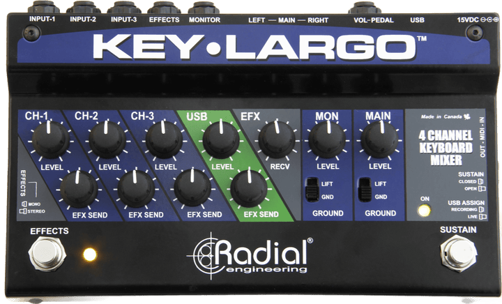 Radial Key Largo - Mezclador de Teclado con Pedal Sustain Integrado