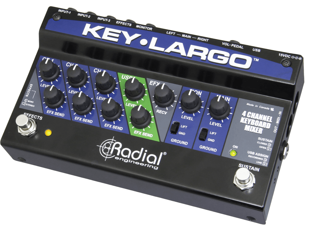 Radial Key Largo - Mezclador de Teclado con Pedal Sustain Integrado