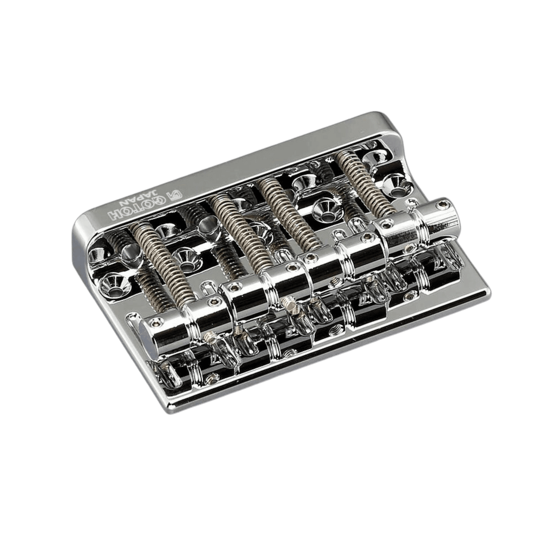 Gotoh 4-String Bass Bridge (Chrome) | Gotoh 201B4 bass bridge, with screws, 2-1/4" string spacing. | Gearhub