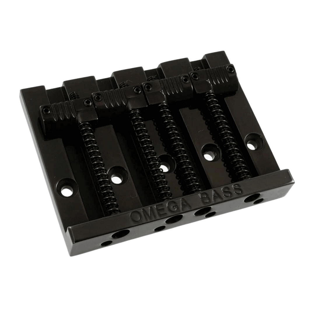 Omega Bass 4 (Black) | El Puente de bajo Omega es el upgrade perfecto para tu instrumento. Inspirado en el legendario puente Leo Quan Badass, su aleación de alta densidad le otorga una masa superior al común de los puentes y un sustain superior. Material