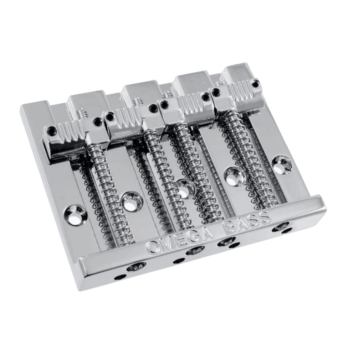 Omega Bass 4 (Chrome) | El Puente de bajo Omega es el upgrade perfecto para tu instrumento. Inspirado en el legendario puente Leo Quan Badass, su aleación de alta densidad le otorga una masa superior al común de los puentes y un sustain superior. Material