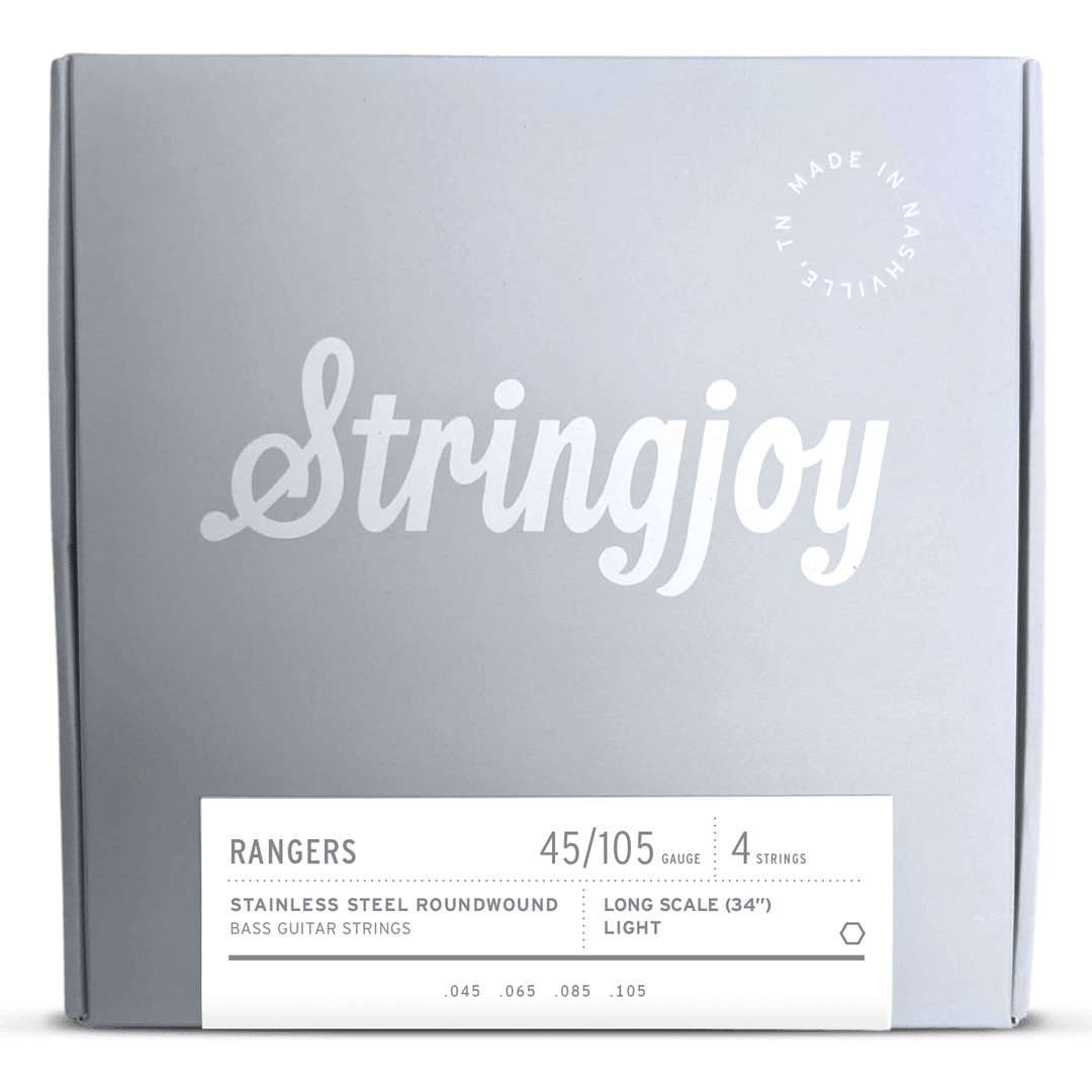 Stringjoy Long Scale Rangers Light Gauge 4 (45-105) - Cuerdas de Bajo Eléctrico Acero Inoxidable | Este conjunto Light Gauge es lo mejor de ambos mundos cuando se trata de cuerdas de bajo. Los superiores te darán un toque rápido que recuerda al látigo de