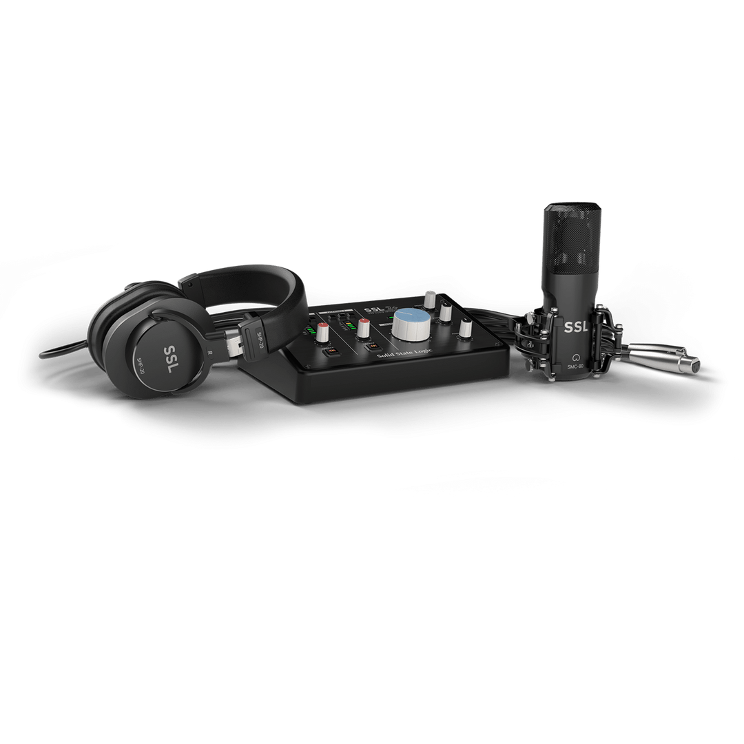 Solid State Logic SSL2+ Recording Pack - Pack de Grabación | Grabación profesional más fácilSSL Production Pack incluye todo lo que necesitas para empezar a grabar ya. Sólo tienes que conectar tu micrófono y auriculares SSL a tu interfaz SSL 2+ y empezar