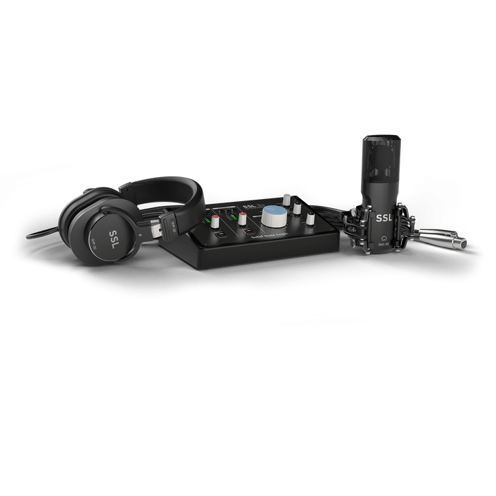 Solid State Logic SSL2+ Recording Pack - Pack de Grabación | Grabación profesional más fácilSSL Production Pack incluye todo lo que necesitas para empezar a grabar ya. Sólo tienes que conectar tu micrófono y auriculares SSL a tu interfaz SSL 2+ y empezar