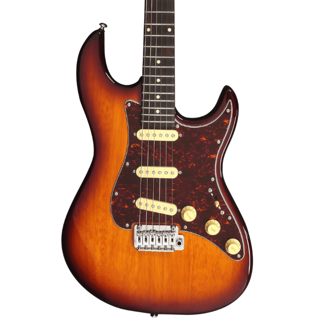Sire S3 SSS Tobacco Sunburst - Guitarra Eléctrica | La guitarra eléctrica tradicional en forma de S se mejora con especificaciones electrónicas y de hardware diseñadas por Larry Carlton para adaptarse a la mayoría de los estilos de guitarra, desde el clás