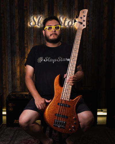 Fodera Emperor 5 J Classic Orange Sparkle 2019 - Bajo Eléctrico