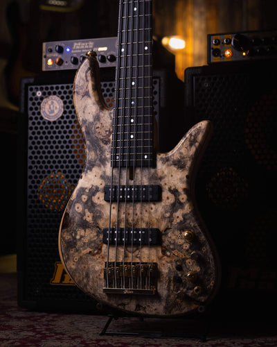 Fodera Emperor 6 Standard Special Buckeye Burl 2018 - Bajo Eléctrico | Cuerpo • Modelo: Emperor 6 Standard Special• Madera: Ash • Top: Buckeye Burl• Terminación: Satin Brazo • Madera: 3 Piezas de Hard-Rock Maple• Perfil: Standard • Terminación: Satin • Es