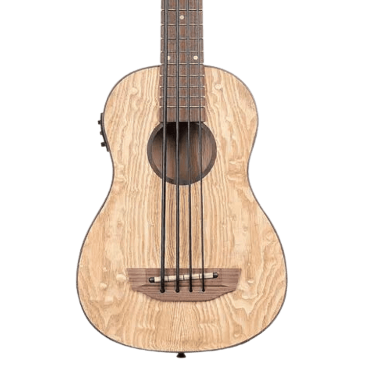 Ubass Kala Burl-Fs - Bajo Ukulele | La veta de la madera del Ubass Kala Burl-Fs tiene un patrón de vetas en forma de remolino salvaje que complementa maravillosamente su tez de madera de fresno claro. Los variados patrones aseguran que cada modelo sea una