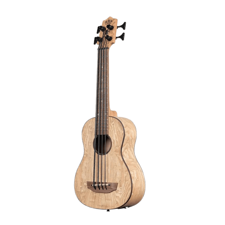 Ubass Kala Burl-Fs - Bajo Ukulele | La veta de la madera del Ubass Kala Burl-Fs tiene un patrón de vetas en forma de remolino salvaje que complementa maravillosamente su tez de madera de fresno claro. Los variados patrones aseguran que cada modelo sea una