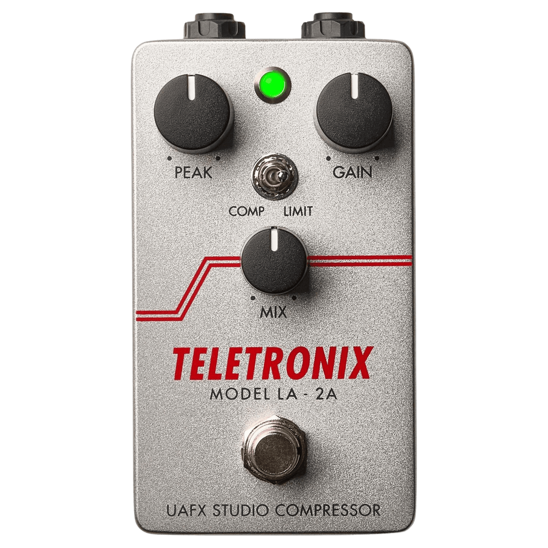 Universal Audio UAFX Teletronix LA2A - Pedal Compresor y limitador | UAFX Teletronix LA-2A Estudio Compresor es un pedal de efectos que te sumerge en los tonos ricos de un limitador legendario, ofreciendo compresión óptica a válvulas, true/buffered bypass