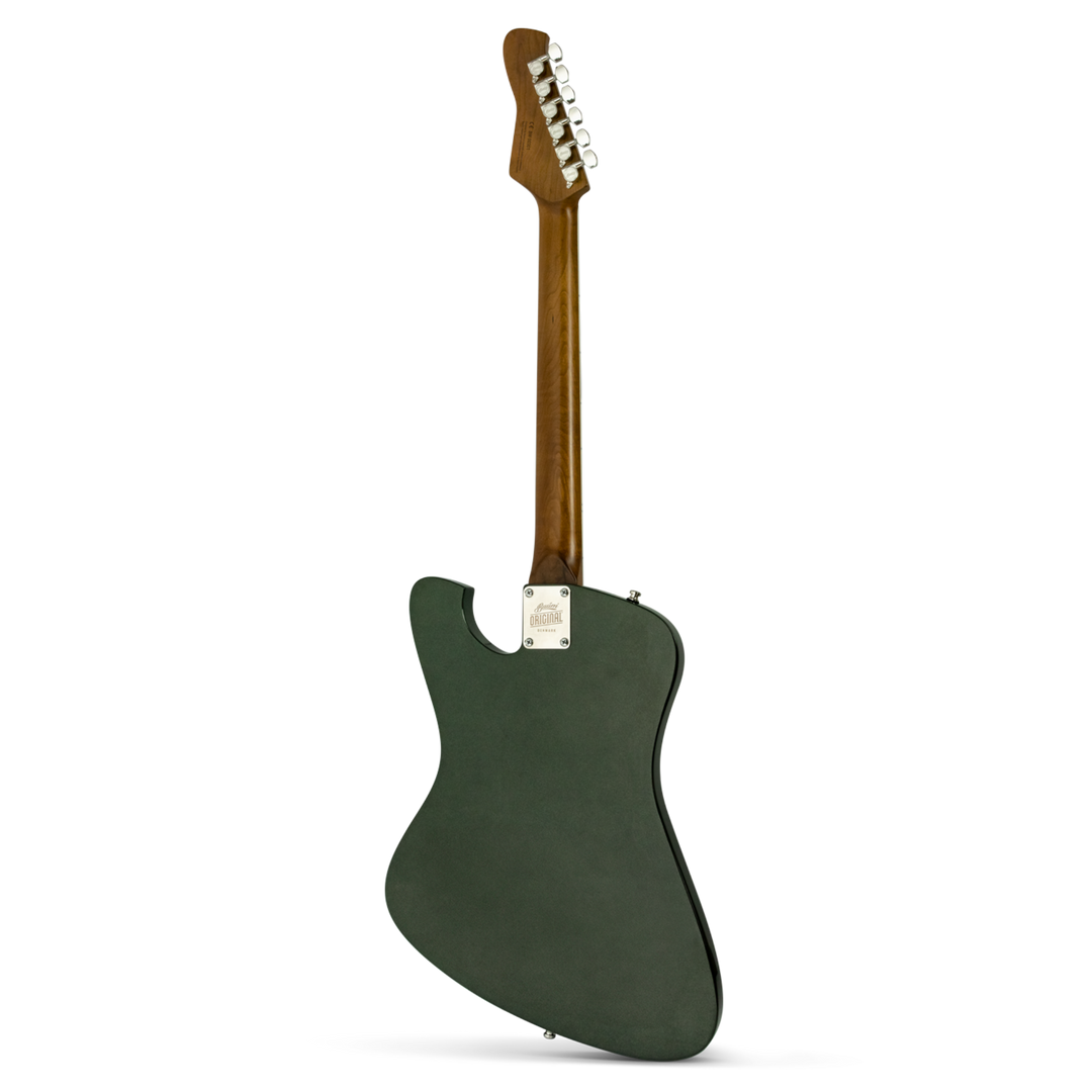 Baum Backwing Deep Forest - Guitarra Eléctrica | Esta guitarra viene con una actitud muy alta por su diseño aerodinámico y su voz potente. La Backwing es una de las guitarras más llamativas de Baum.Diseñado con un cuerpo delgado y ligero y un perfil de cu