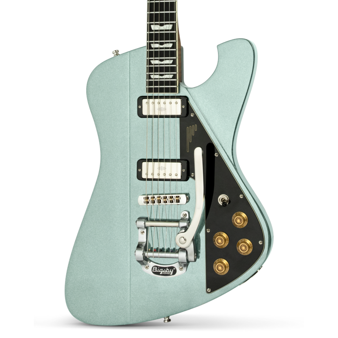 Baum Backwing Ocean Mist - Guitarra Eléctrica | Esta guitarra viene con una actitud muy alta por su diseño aerodinámico y su voz potente. La Backwing es una de las guitarras más llamativas de Baum.Diseñado con un cuerpo delgado y ligero y un perfil de cue