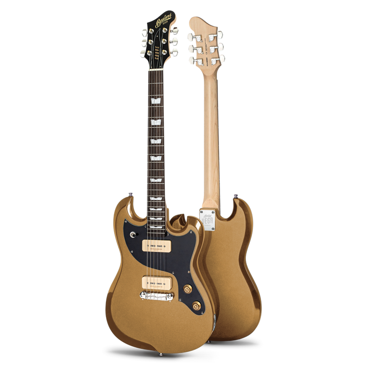 Baum Carve Vega Inca Gold - Guitarra Eléctrica | Presentamos el nuevo Carve VEGA 2024. La guitarra Carve viene con el carisma y el tono que hicieron la primer Carvepopular.Un tono de voz vintage con una respuesta dinámica rápida y directa a tu tocar. Ahor