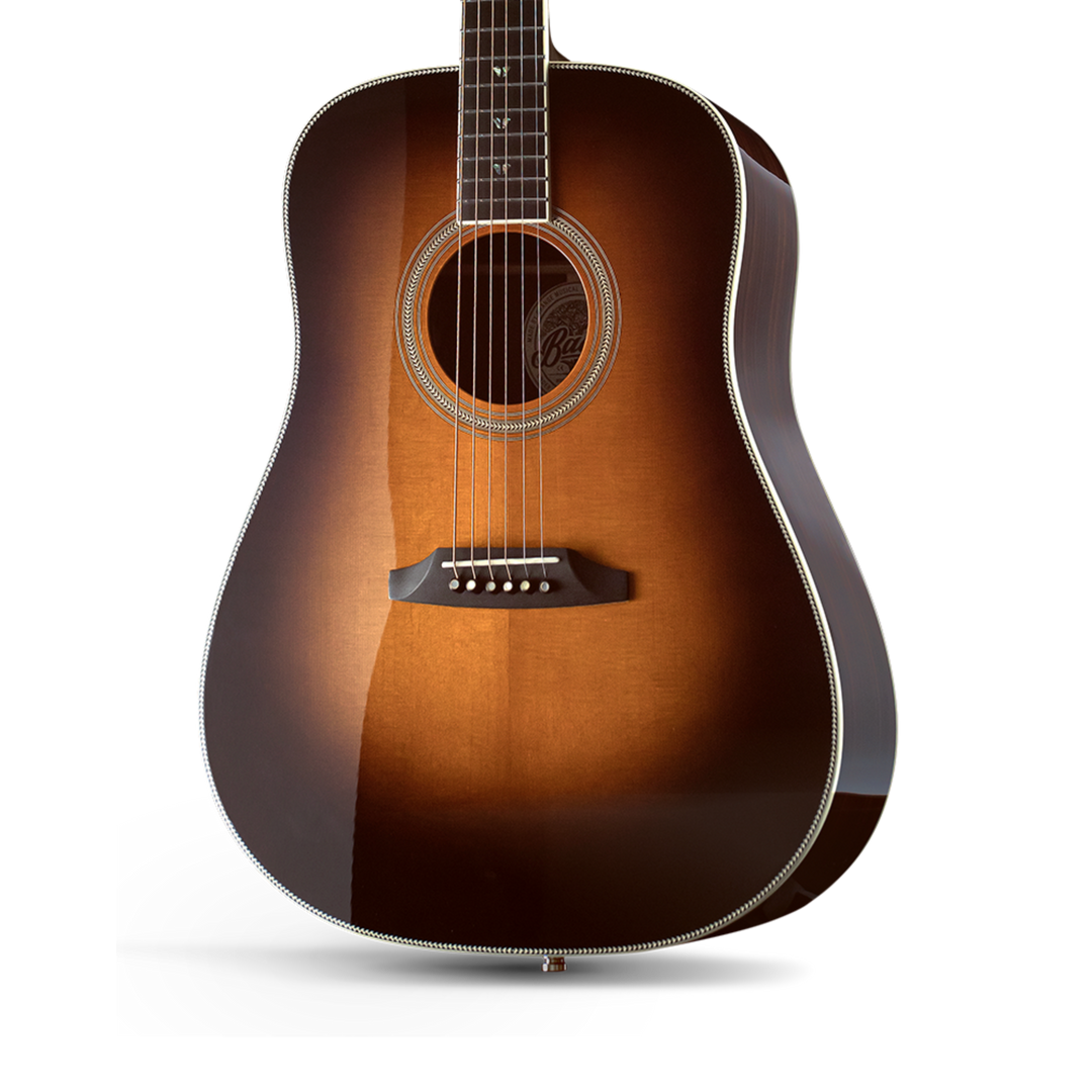 Baum Leaper Stage Deep Honey Burst - Guitarra Electroacústica | Baum presenta la mejor guitarra acústica.La Leaper Stage está hecha de maderas de tono de primera calidad, diseñada con nuestra atención al detalle, y tiene nuestra cómoda forma de cuello en