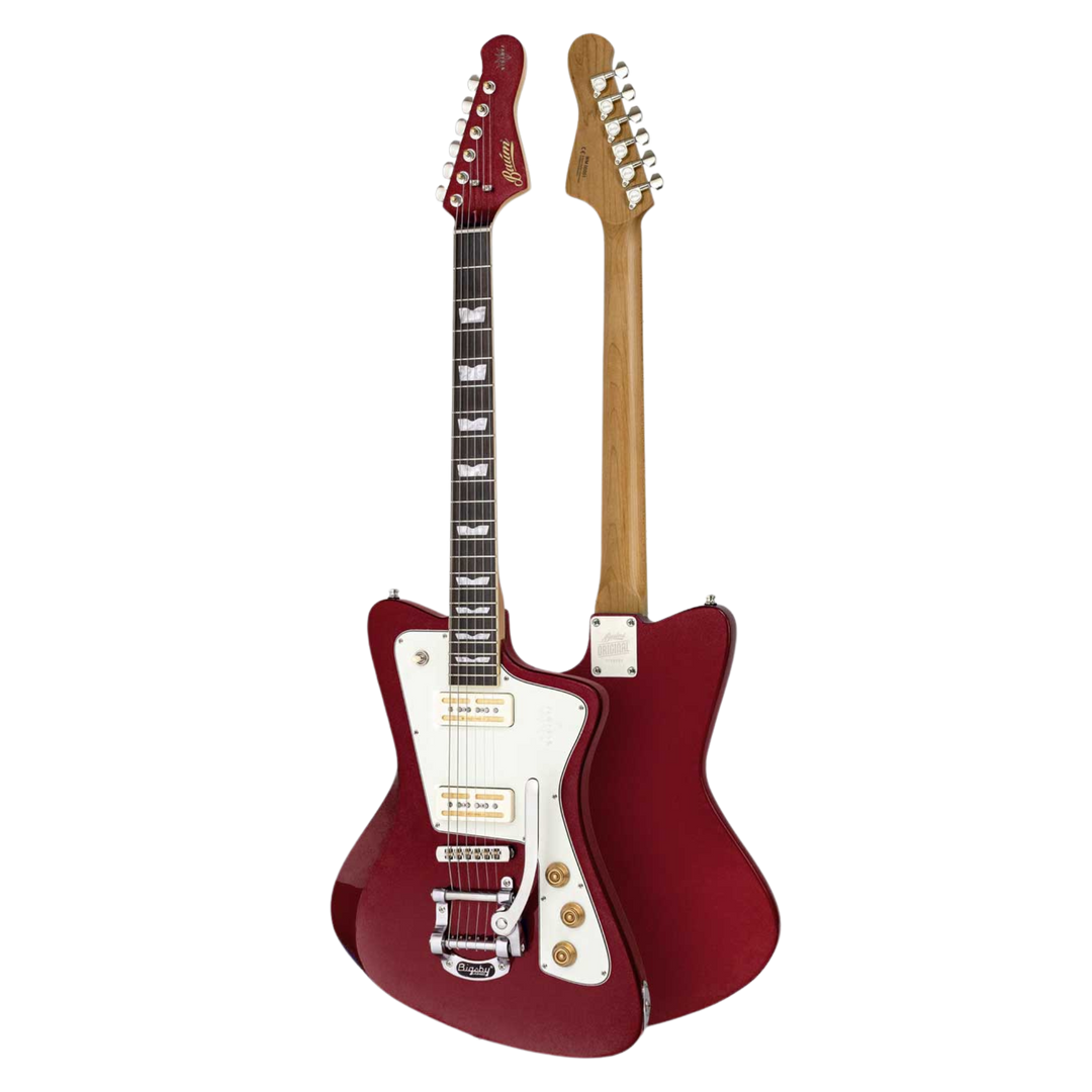 Baum Wingman Crimson Red - Guitarra Eléctrica | Con sus líneas limpias y elegantes, jugabilidad moderna y sonidos clásicos, el elegante Wingman es una guitarra offset bellamente curvada que es inequívocamente Baum. El diseño progresivo presenta un cuerpo