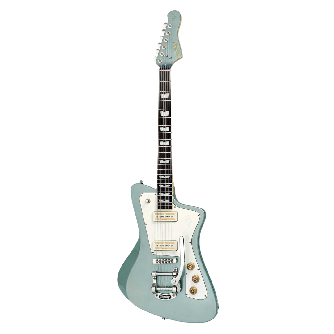 Baum Wingman Ocean Mist - Guitarra Eléctrica | Con sus líneas limpias y elegantes, jugabilidad moderna y sonidos clásicos, el elegante Wingman es una guitarra offset bellamente curvada que es inequívocamente Baum. El diseño progresivo presenta un cuerpo l