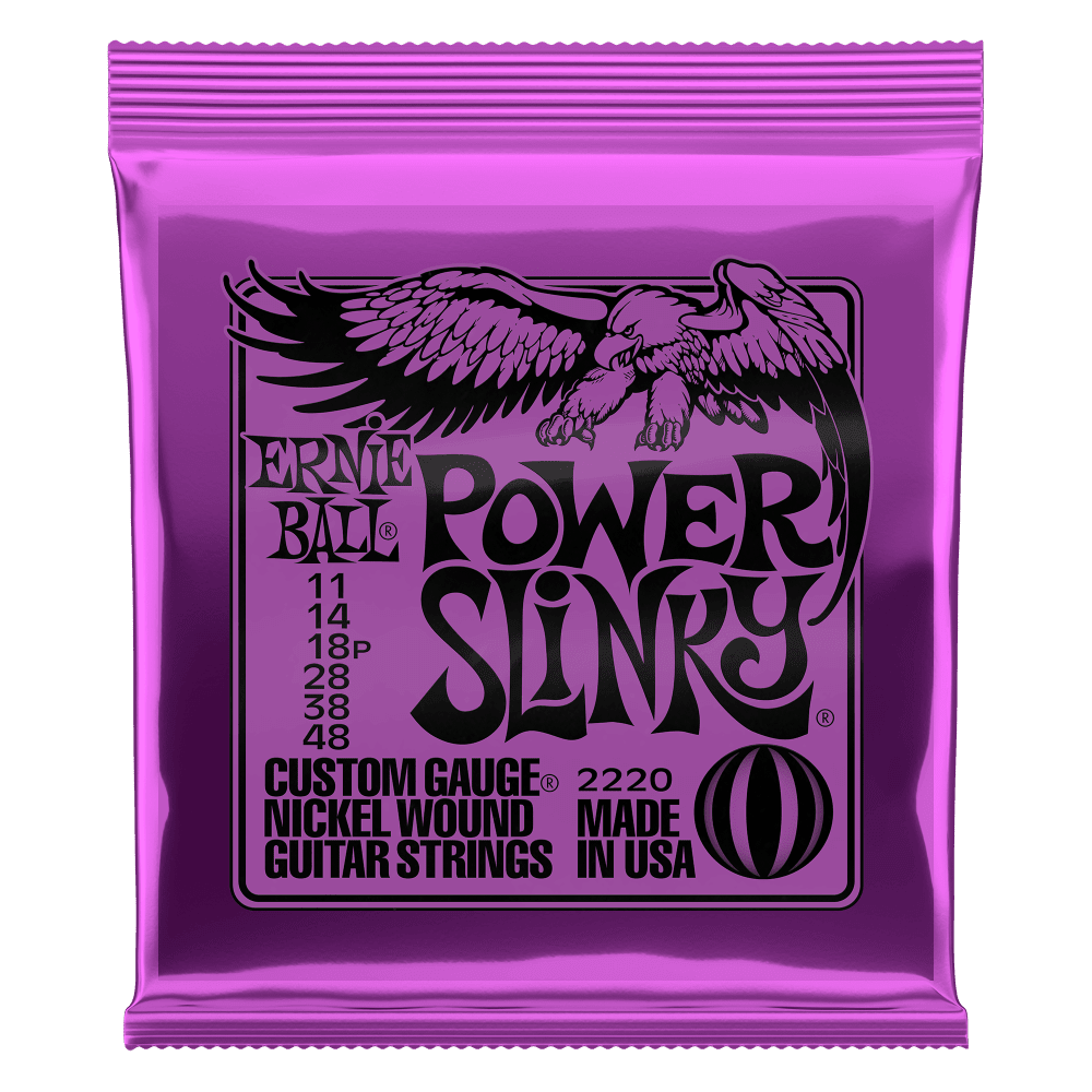 Ernie Ball 2220 Nickel Wound Power Slinky (11-48) - Cuerdas de Guitarra Eléctrica | Las legendarias cuerdas entorchadas en níquel para guitarras eléctricas Ernie Ball Power Slinky 2220 están hechas de un alambre de acero estañado entorchado alrededor de u