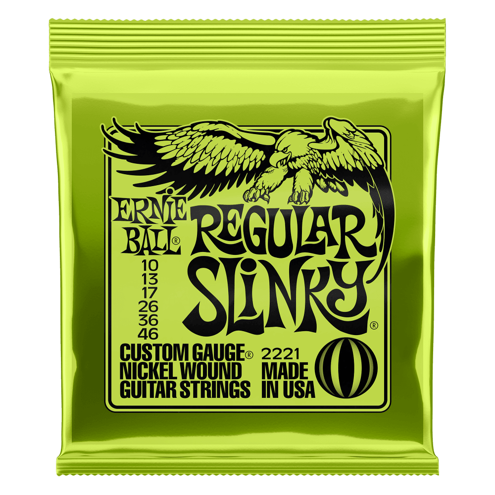 Ernie Ball 2221 Nickel Wound Regular Slinky (10-46) - Cuerdas de Guitarra Eléctrica | Las cuerdas Regular Slinky son usadas por Eric Clapton, John Mayer, Steve Vai y legiones de guitarristas de todo el planeta. Estas cuerdas son de precisión fabricadas co