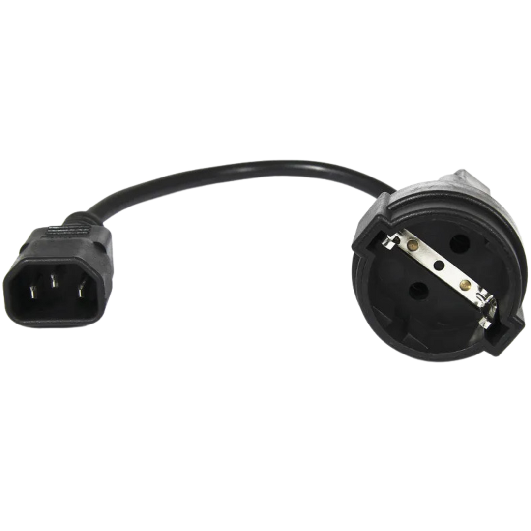 Furman ADPIECEURO - Cable Adaptador IEC Macho a Schuko (20 cms) | Cable adaptador de extensión de corriente IEC macho C14 a Schuko, Soporta 15A, Longitud 20 cms. Cable de alimentación IEC a Schuko Clasificación de 15 amperios Cableado de calibre 14 para t
