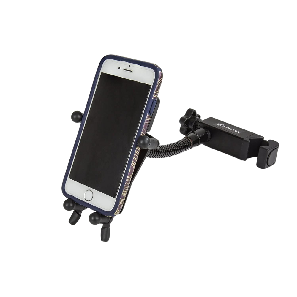 Hamilton KB125E - Soporte De Celular Con Sujetador Para Atril | El soporte para teléfono inteligente de la serie System X con abrazadera de tubo mantiene tu celular protegido, fijo y seguro mientras estas en el escenario o en el estudio. Tipo: Abrazadera
