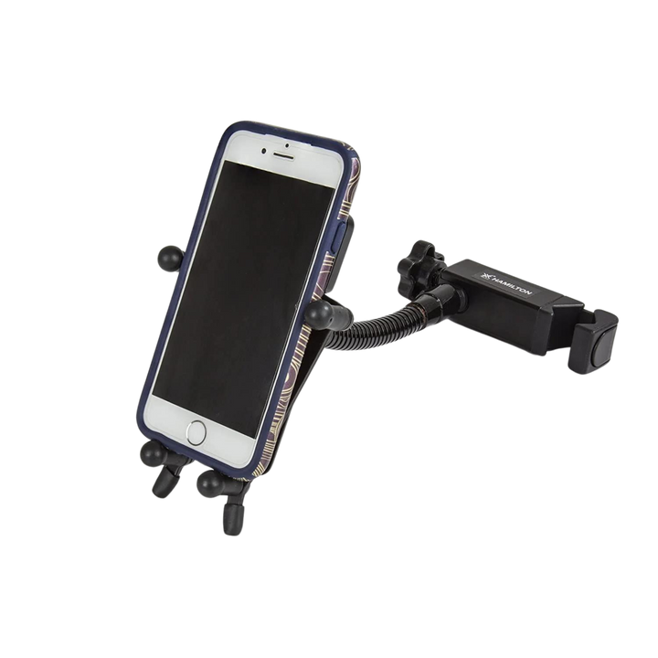 Hamilton KB125E - Soporte De Celular Con Sujetador Para Atril | El soporte para teléfono inteligente de la serie System X con abrazadera de tubo mantiene tu celular protegido, fijo y seguro mientras estas en el escenario o en el estudio. Tipo: Abrazadera