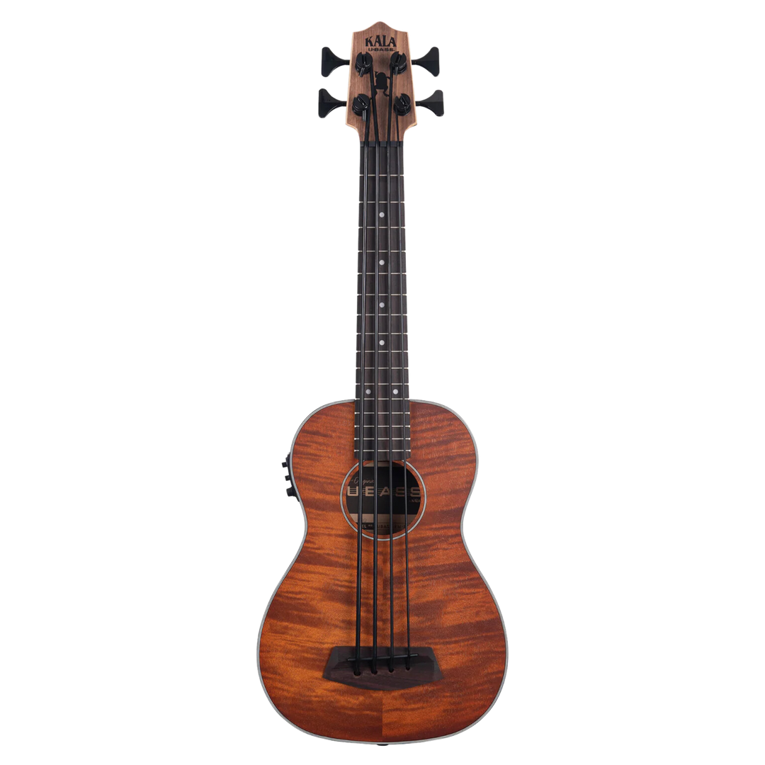 Ubass Kala Em FS Exotic Mahogany - Bajo Ukulele | El U•BASS® Acústico-Eléctrico Exotic Mahogany fue presentado en 2012 y rápidamente se convirtió en uno de nuestros modelos de U•BASS® más vendidos. La combinación única de colores naranja y marrón, acentua