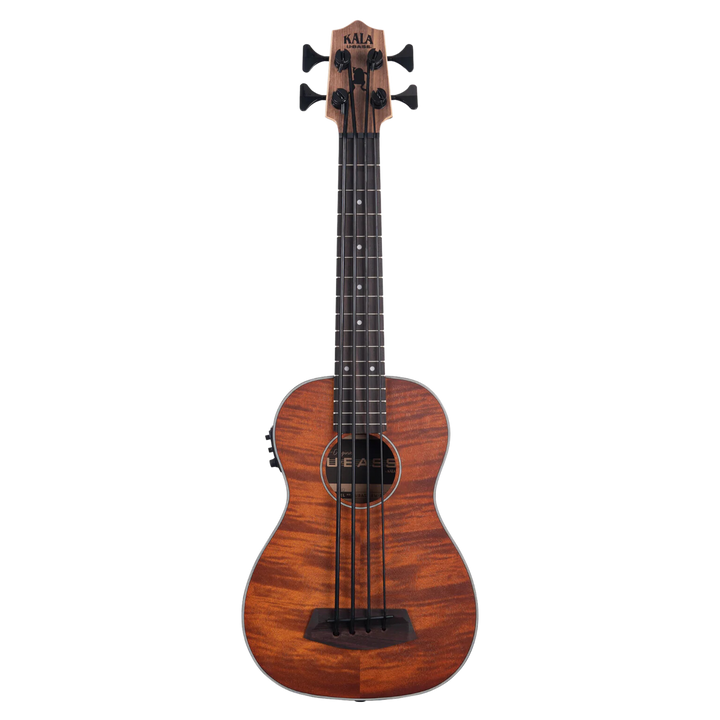 Ubass Kala Em FS Exotic Mahogany - Bajo Ukulele | El U•BASS® Acústico-Eléctrico Exotic Mahogany fue presentado en 2012 y rápidamente se convirtió en uno de nuestros modelos de U•BASS® más vendidos. La combinación única de colores naranja y marrón, acentua