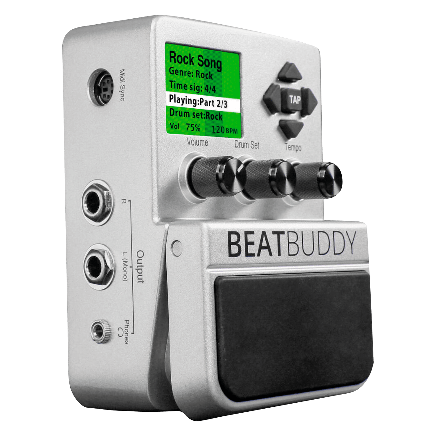 Singular Sound Beatbuddy - $389990 - Gearhub - El BeatBuddy es un pedal de ritmos de batería virtual. Estos sonidos de batería se pueden usar tanto como con una guitarra o con los instrumentos que tú imagines. Además, Singular Sound ha grabado meticulosamente bateristas profesionales y ha emparejado sus muestras con un algoritmo que da como resultado una gama de ritmos con el mejor sonido que jamás hayas escuchado. Además de ser un pedal de ritmos con sonido realista, se pensó en un uso fácil al momento de