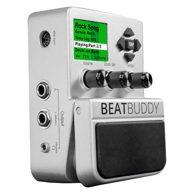 Singular Sound Beatbuddy - $389990 - Gearhub - El BeatBuddy es un pedal de ritmos de batería virtual. Estos sonidos de batería se pueden usar tanto como con una guitarra o con los instrumentos que tú imagines. Además, Singular Sound ha grabado meticulosamente bateristas profesionales y ha emparejado sus muestras con un algoritmo que da como resultado una gama de ritmos con el mejor sonido que jamás hayas escuchado. Además de ser un pedal de ritmos con sonido realista, se pensó en un uso fácil al momento de