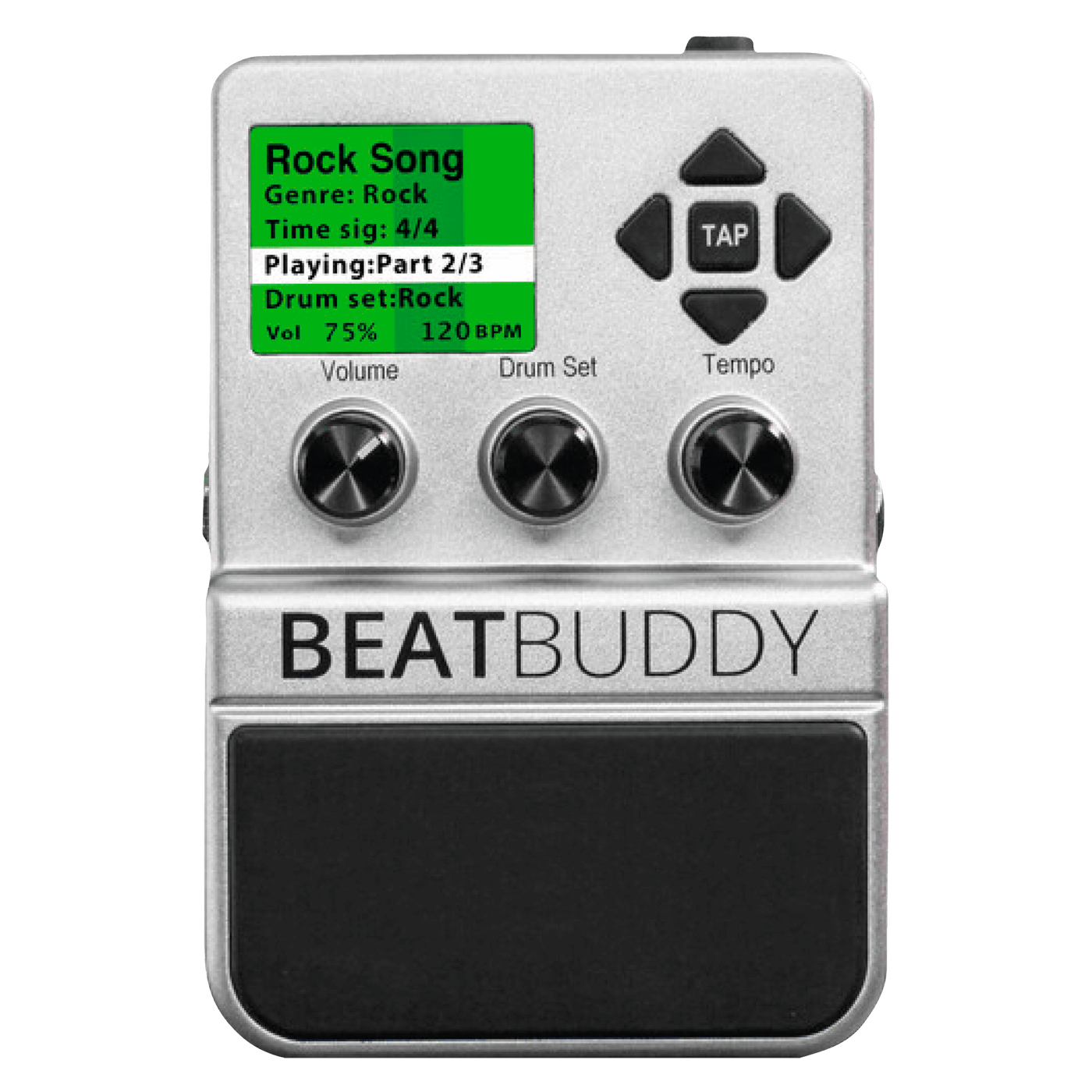 Singular Sound Beatbuddy - $389990 - Gearhub - El BeatBuddy es un pedal de ritmos de batería virtual. Estos sonidos de batería se pueden usar tanto como con una guitarra o con los instrumentos que tú imagines. Además, Singular Sound ha grabado meticulosamente bateristas profesionales y ha emparejado sus muestras con un algoritmo que da como resultado una gama de ritmos con el mejor sonido que jamás hayas escuchado. Además de ser un pedal de ritmos con sonido realista, se pensó en un uso fácil al momento de