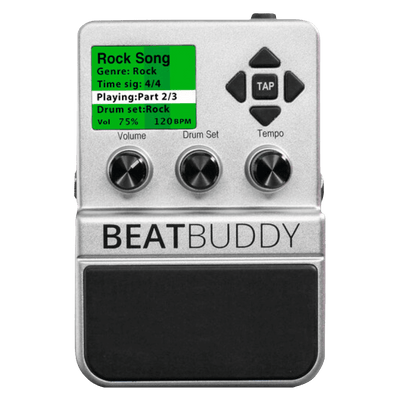 Singular Sound Beatbuddy - $389990 - Gearhub - El BeatBuddy es un pedal de ritmos de batería virtual. Estos sonidos de batería se pueden usar tanto como con una guitarra o con los instrumentos que tú imagines. Además, Singular Sound ha grabado meticulosamente bateristas profesionales y ha emparejado sus muestras con un algoritmo que da como resultado una gama de ritmos con el mejor sonido que jamás hayas escuchado. Además de ser un pedal de ritmos con sonido realista, se pensó en un uso fácil al momento de