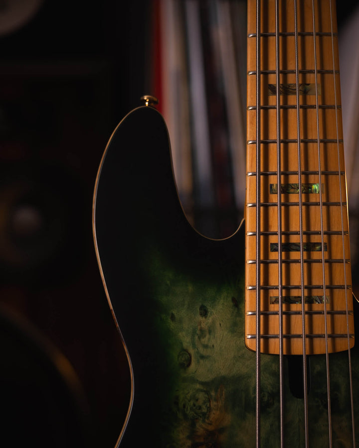 Sire V10-5 Transparent Green Satin Poplar Burl (2nd Gen) - Bajo Eléctrico