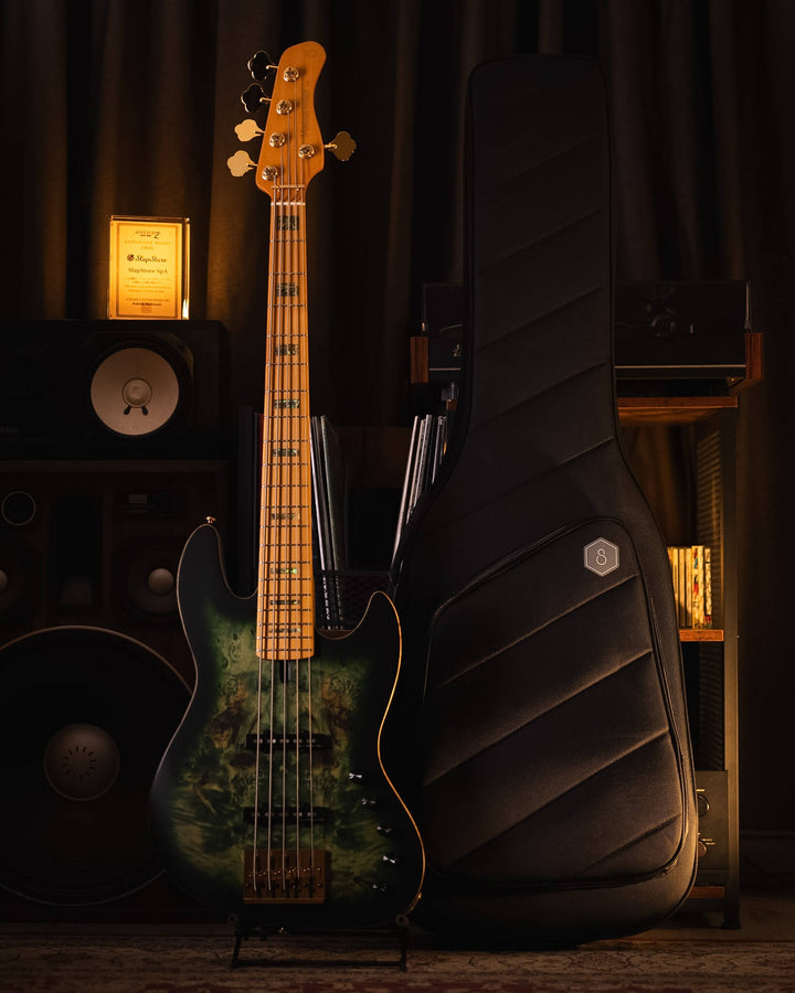 Sire V10-5 Transparent Green Satin Poplar Burl (2nd Gen) - Bajo Eléctrico