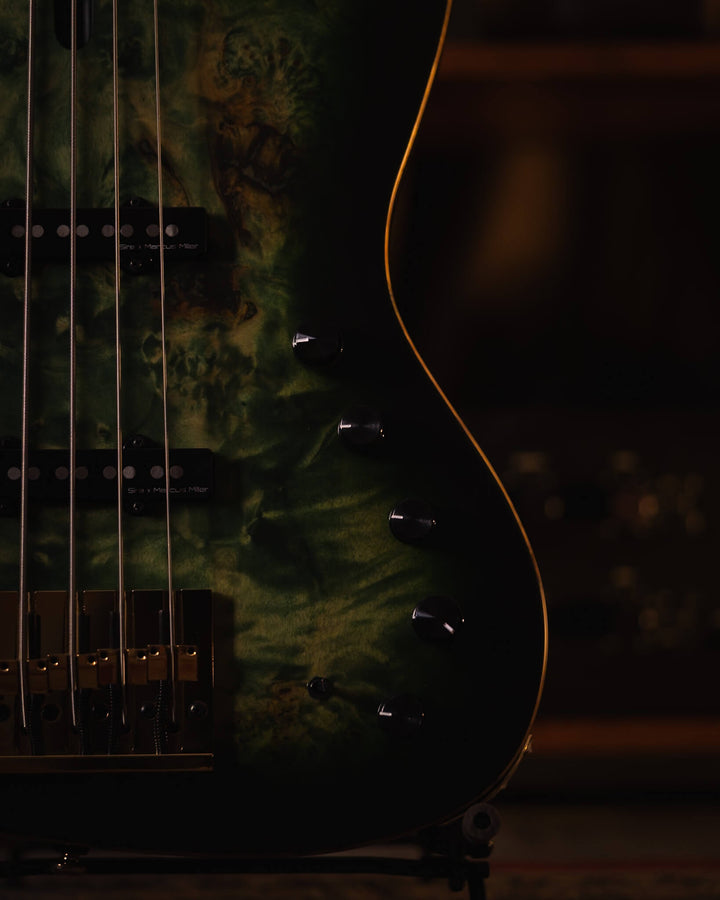Sire V10-5 Transparent Green Satin Poplar Burl (2nd Gen) - Bajo Eléctrico