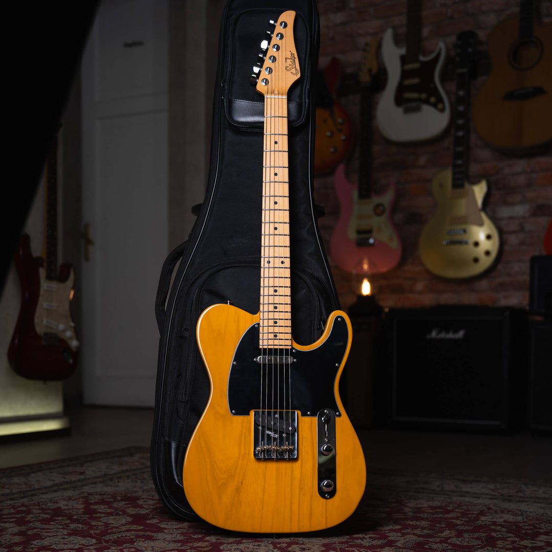 Suhr Classic T Trans Butterscotch 2019 - Guitarra Eléctrica | El Classic T cuenta con un nuevo perfil de cuello estándar C vintage de los años 60. El Classic T conserva muchas de las especificaciones originales del Classic T Pro, incluido el sistema de ca