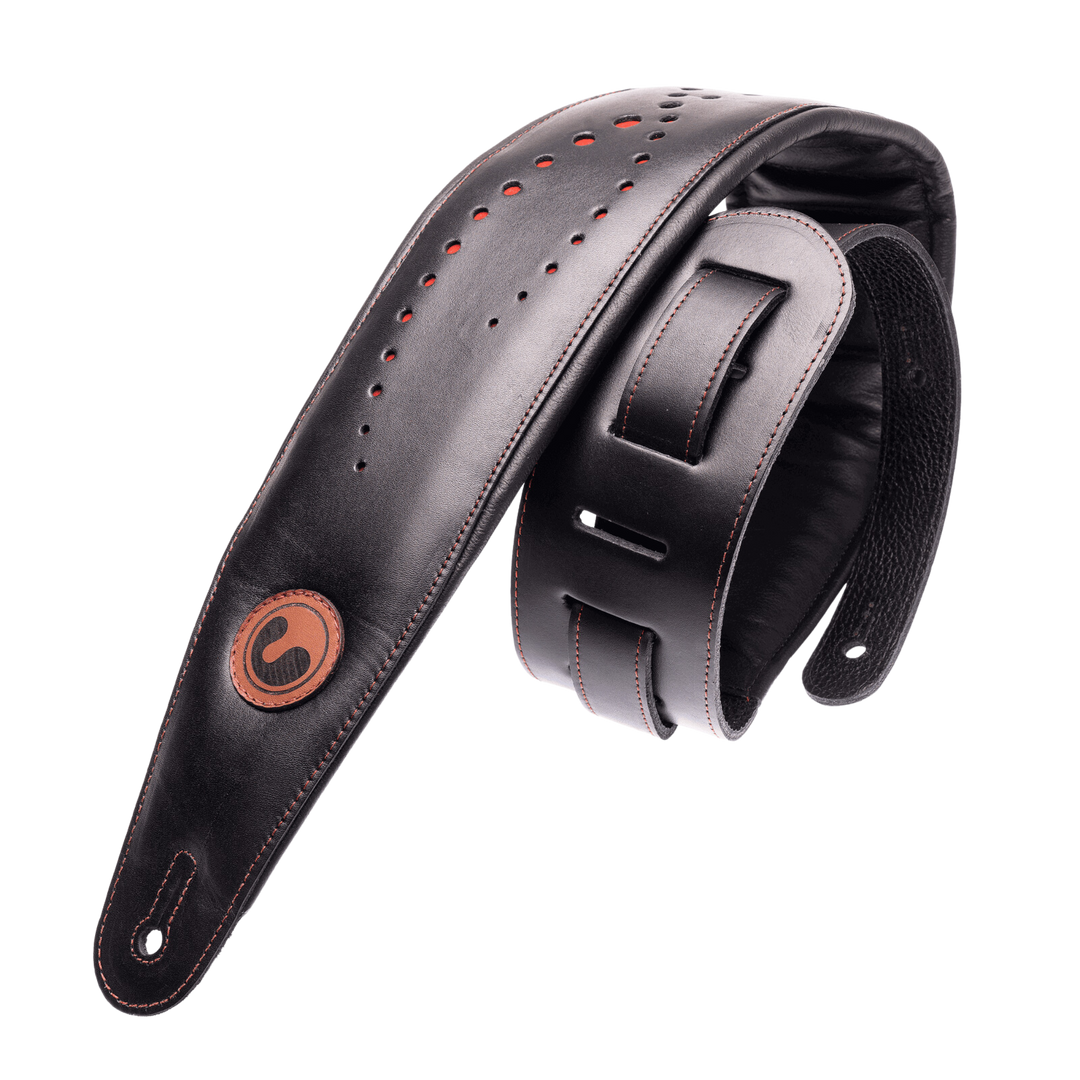 Ergostraps Galaxy 4" Black & Red | * Correa de instrumento musical. Foto referencial: Al ser un producto de cuero, el color puede variar ligeramente. | Gearhub