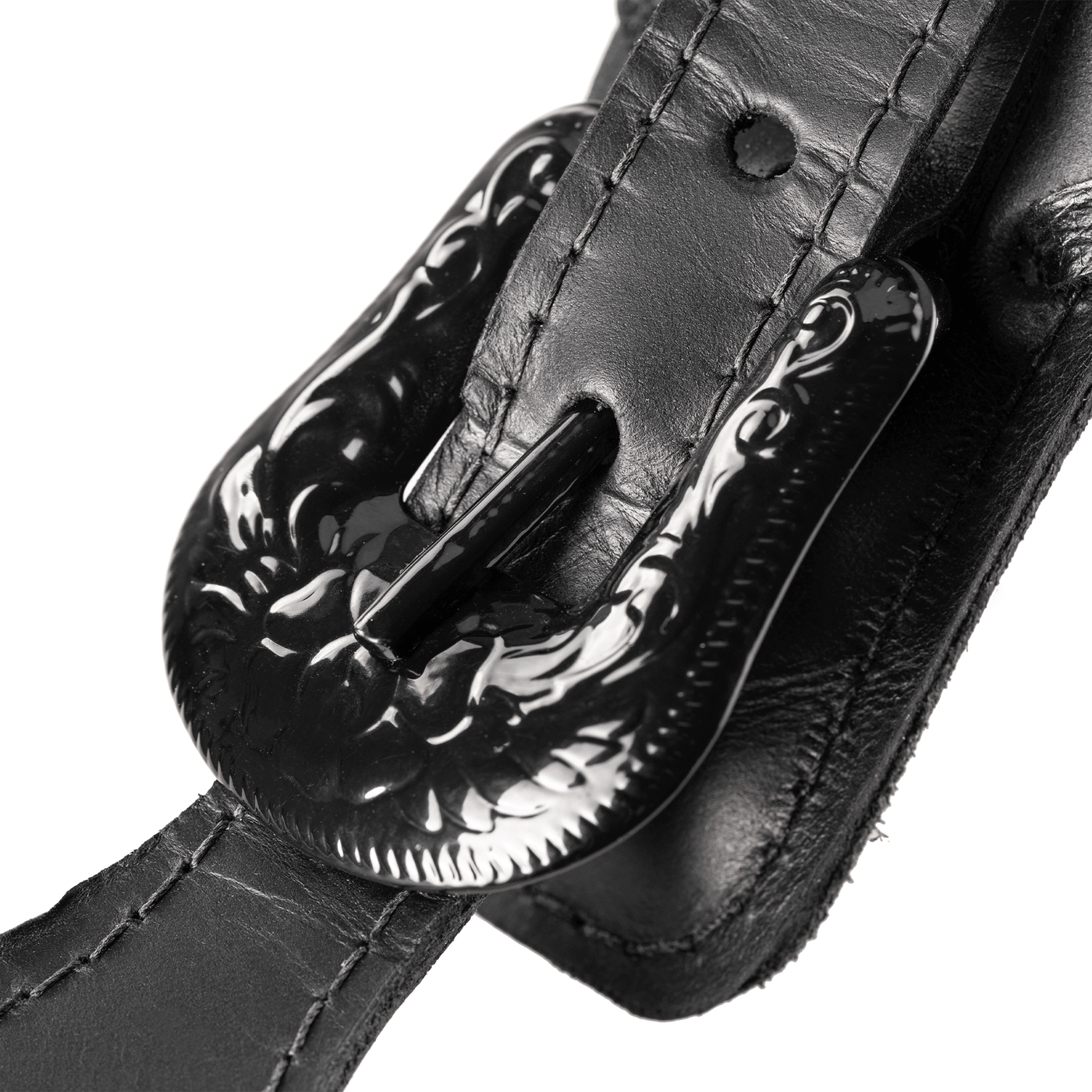 Evo Tex-Mex 3" All Black - Correa de Bajo - * Foto referencial: Al ser un producto de cuero, el color y patrón de puede variar ligeramente* Hecha a mano en Brasil* Largo mínimo: 110cm. (Aproximadamente) - SlapStore América Latina especialistas en Bajos de