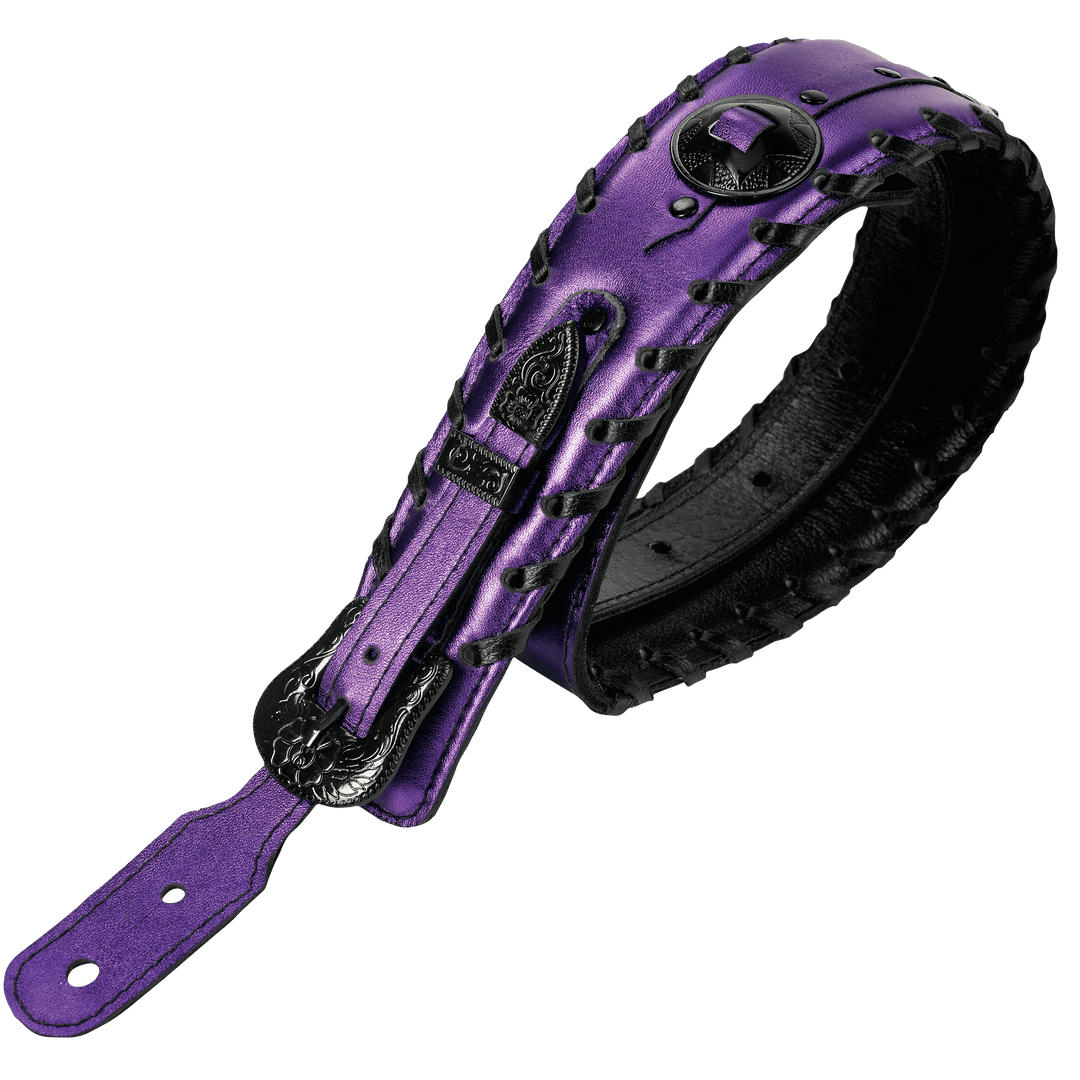 Evo Tex-Mex 3" Cristal Lilás - Correa de Bajo | * El modelo Cristal Lilás es una edición limitada, sólo llegaron 15 unidades.** Foto referencial: Al ser un producto de cuero, el color y patrón de la pintura puede variar ligeramente*** Hecha a mano en Bras