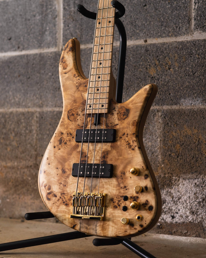 Fodera Emperor 4 Standard Special Poplar Burl (End-2024) - Bajo Eléctrico | Cuerpo • Modelo: Emperor 4 Standard Special• Madera: Alder • Top: Poplar Burl• Terminación: Satin Brazo • Madera: 3 Piezas de Hard-Rock Maple• Perfil: Standard • Terminación: Sati