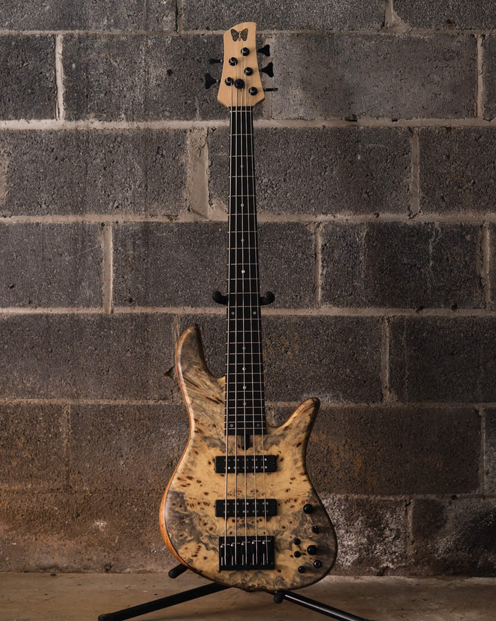 Fodera Emperor 5 Standard Special Buckeye Burl (End-2024) - Bajo Eléctrico | Cuerpo • Modelo: Emperor 5 Standard Special• Madera: Mahogany• Top: Buckeye Burl• Terminación: Satin Brazo • Madera: 3 Piezas de Hard-Rock Maple• Perfil: Standard • Terminación: