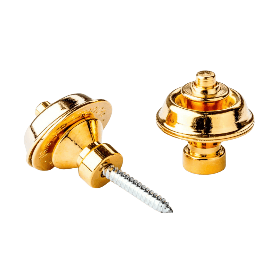 Dunlop Straplok® Gold | El retenedor de correa (strap lock) Dunlop Straplok System Dual Design Nickel utiliza un diseño de ranura y bola de 360 ​​grados para permitir la libertad de movimiento de su correa, sin temor a que se enganche o se suelte. Con el