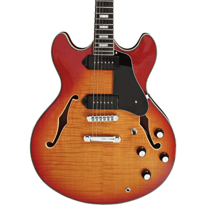 Sire H7V Cherry Sunburst - Guitarra Eléctrica | La Guitarra Sire H7 fue diseñada según las especificaciones y preferencias exactas de su homónimo. Esta excelente guitarra eléctrica semi-hollow está repleta de componentes de alta calidad. Su cuerpo de arce