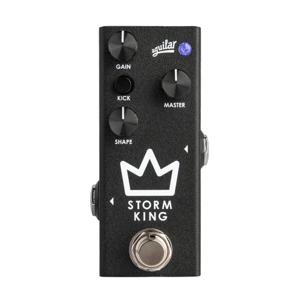 Aguilar Storm King - Pedal de Bajo | Distorción/Fuzz Majestuoso y poderoso como su homónimo de Nueva York, Storm King Mountain, este micropedal ofrece un sonido como ningún otro. Su exclusivo control SHAPE presenta una amplia gama de tonos, desde una satu