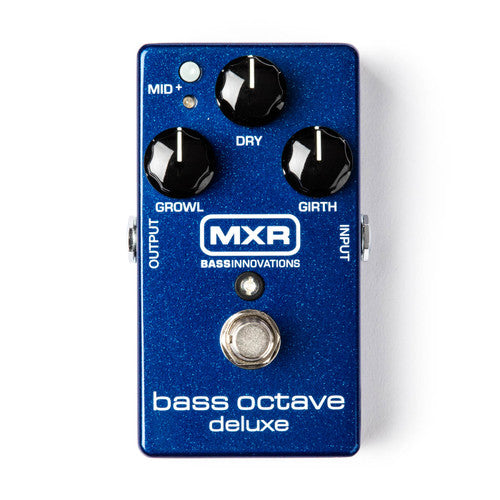 MXR® BASS OCTAVE DELUXE - Pedal de Bajo | El Bass Octave Deluxe ofrece dos voces de suboctava analógicas independientes con un control Dry y un interruptor Mid+ para optimizar el sonido de su señal limpia paralela. El Bass Octave Deluxe es un pedal de oct