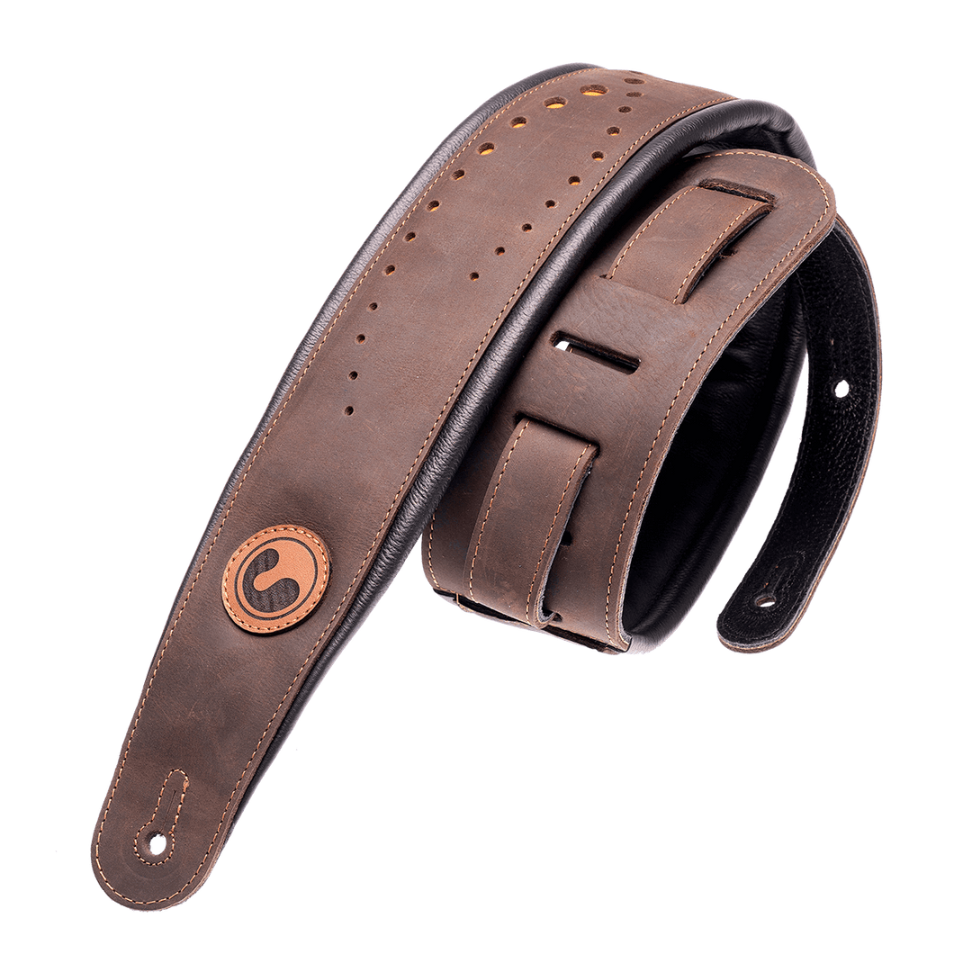 Ergostraps Galaxy 3" Vintage Brown & Orange | * Correa de instrumento musical. Foto referencial: Al ser un producto de cuero, el color puede variar ligeramente. | Gearhub