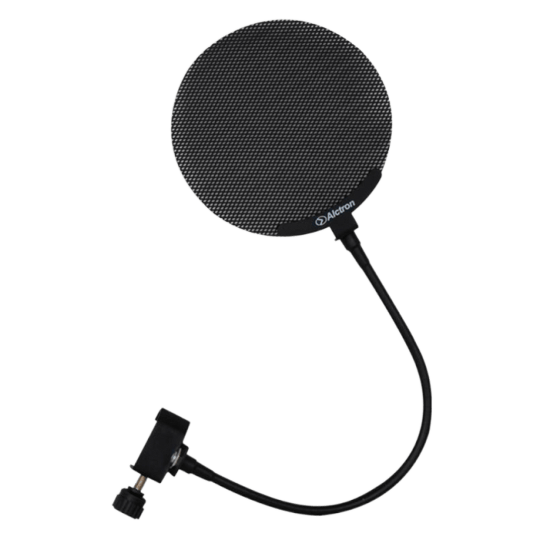 Alctron MA019B - Filtro Antipop para Micrófono Metálico | Minimiza los sonidos explosivos, protege el micrófono de aire repentino que podría sobrecargar la cápsula , Gooseneck te ayuda a colocar el filtro pop en tu posición ideal. Ayuda a proteger tu micr