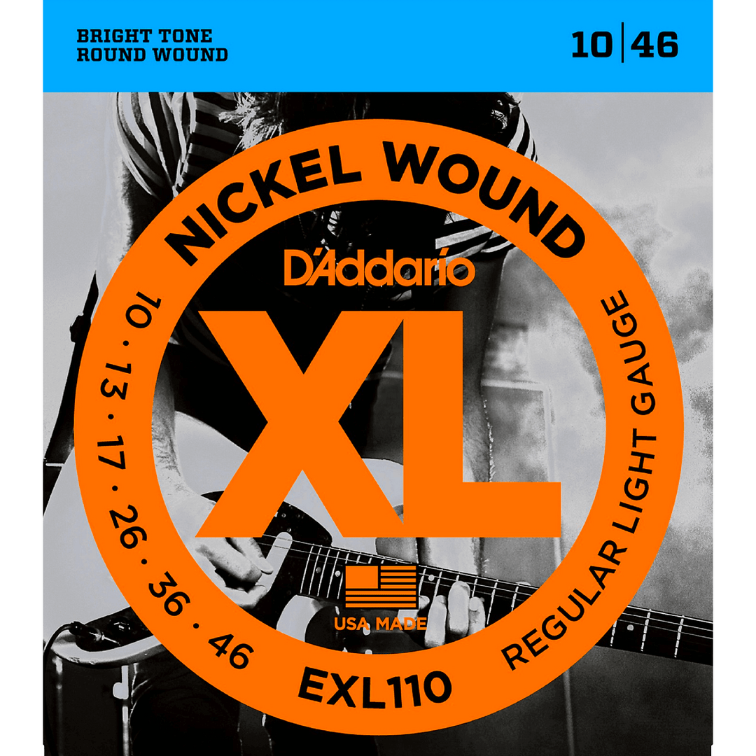 D'Addario Regular Light EXL110 (10-46) - Cuerdas de Guitarra eléctrica | Las cuerdas de guitarra eléctrica XL Nickel Wound son el estándar contra el cual se miden todas las demás cuerdas. Nuestro juego eléctrico con el mejor timbre, XL Nickel, ha sido ven