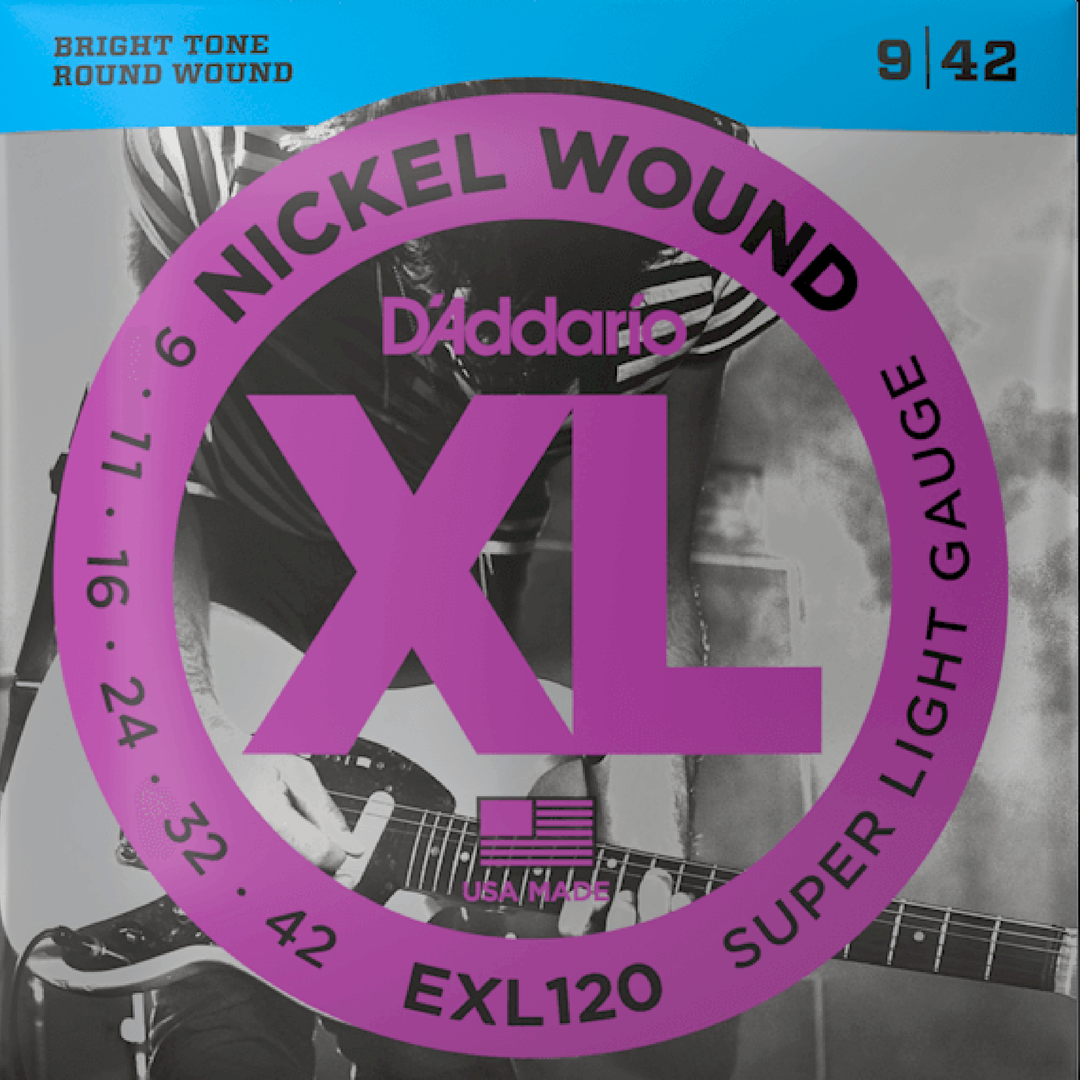 D'Addario Super Light EXL120 (09-42) - Cuerdas de Guitarra Eléctrica | Las cuerdas de guitarra eléctrica superligeras XL Nickel Wound son el estándar contra el cual se miden todas las demás cuerdas. Nuestro juego eléctrico con el mejor timbre, XL Nickel,